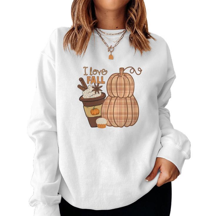 Autumn I Love Fall Thanksgiving Women Crewneck Graphic Sweatshirt