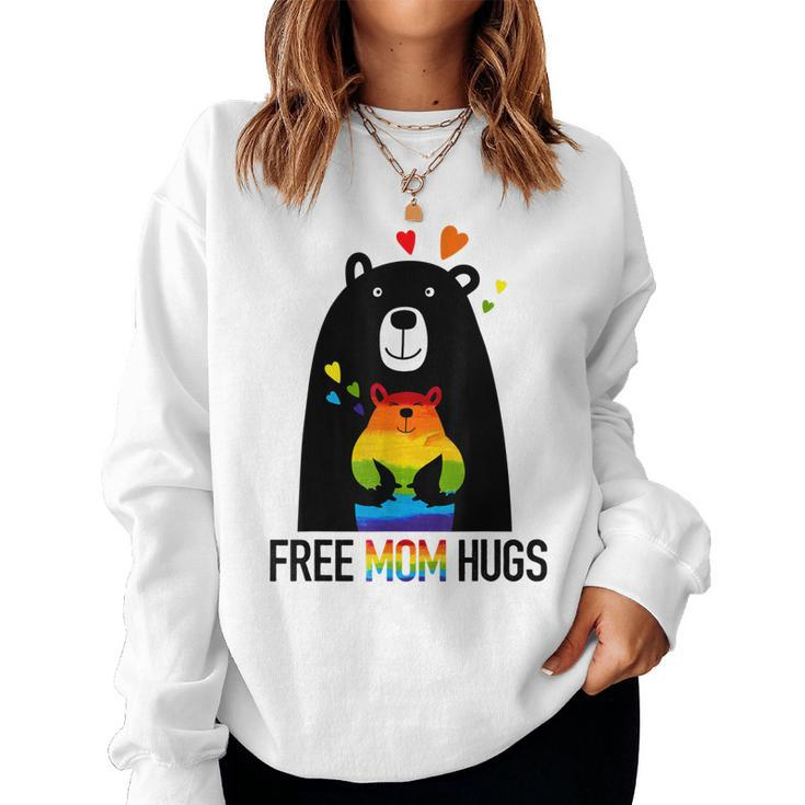 Bear Free Mom Hugs Rainbow Lgbt Lesbian Gay Pride Month  Women Crewneck Graphic Sweatshirt
