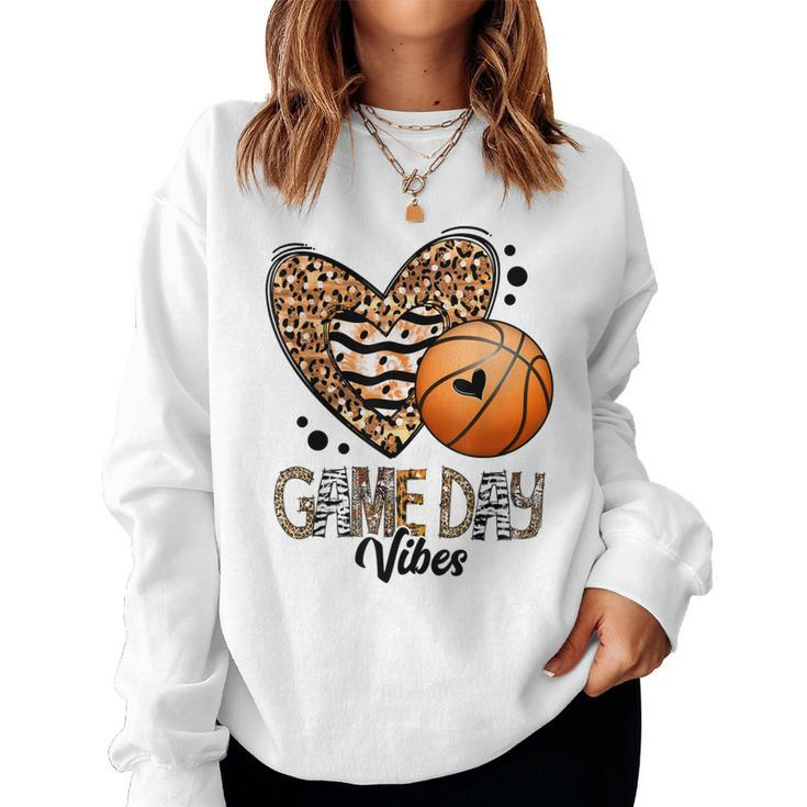 Bleached Basketball Game Day Vibes Basketball Mom Game Day  Women Crewneck Graphic Sweatshirt