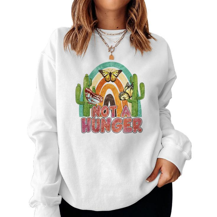 Boho Vintage Not A Hunger Cactus Retro Women Crewneck Graphic Sweatshirt