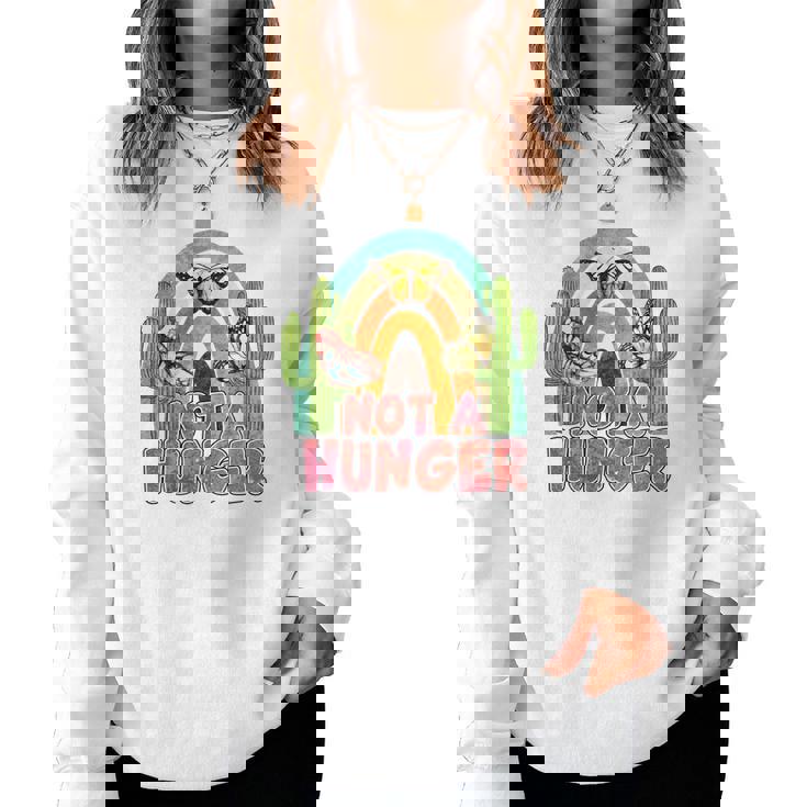 Boho Vintage Not A Hunger Cactus Retro Women Crewneck Graphic Sweatshirt