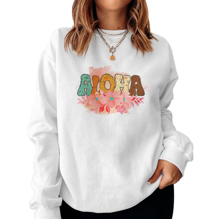 Boho Vintage Retro Summer Aloha Custom Women Crewneck Graphic Sweatshirt