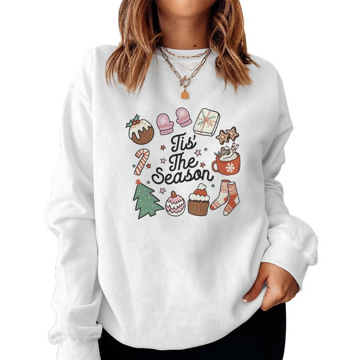 Christmas Retro Tis The Season Women Crewneck Graphic Sweatshirt