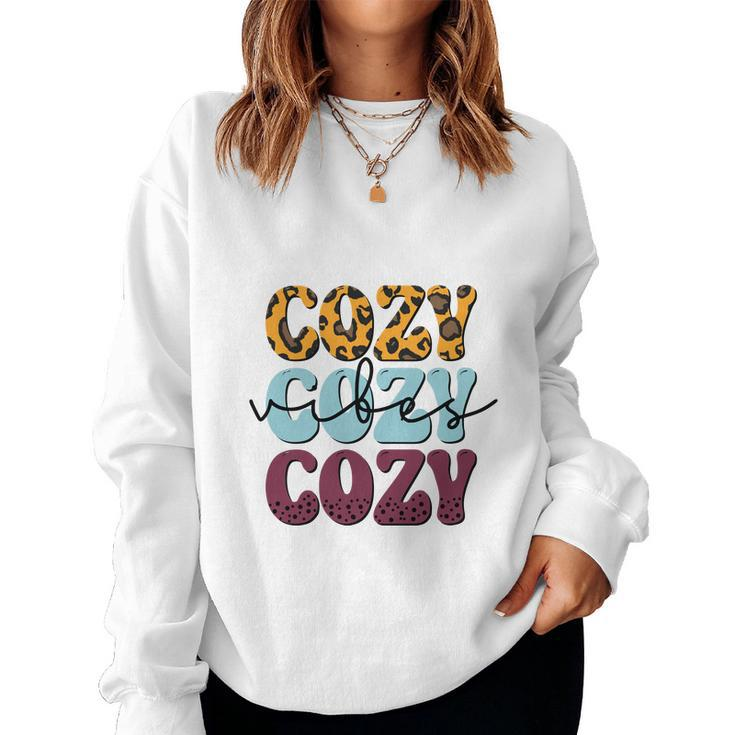 Cozy Vibes Warm Sweater Fall Women Crewneck Graphic Sweatshirt