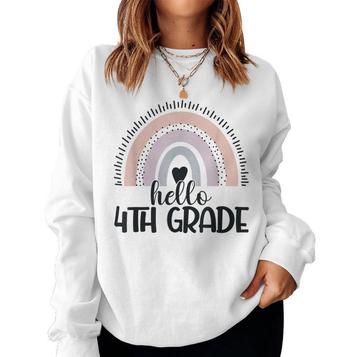 Fourth Grade Rainbow Teacher Hello 4Th Grade Rainbow  Women Crewneck Graphic Sweatshirt