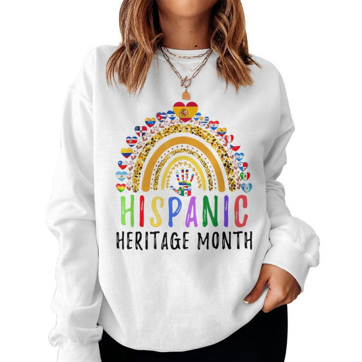Funny National Hispanic Heritage Month Rainbow All Countries  Women Crewneck Graphic Sweatshirt