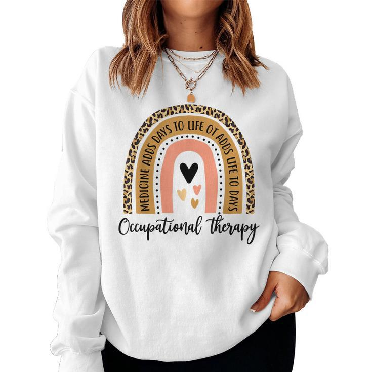 Funny Occupational Therapy Leopard Rainbow Ot Therapist Work  Women Crewneck Graphic Sweatshirt