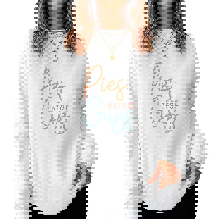 Funny Thanksgiving Pies Before Guys Women Crewneck Graphic Sweatshirt