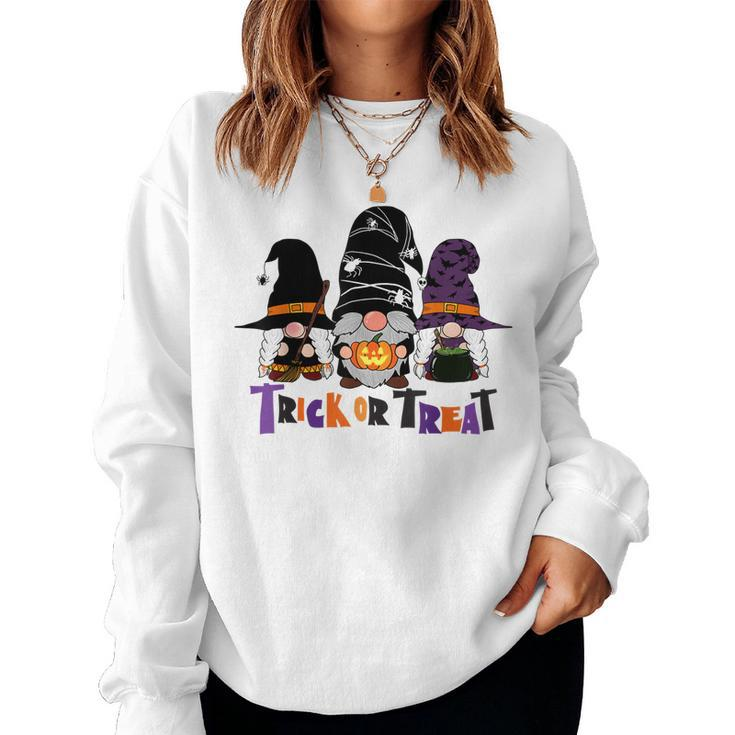Gnomes Halloween Witch Garden Gnome Trick Or Treat  Women Crewneck Graphic Sweatshirt