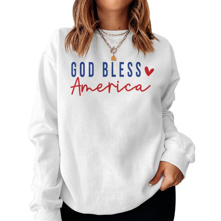 God Bless America Christian Religious American Flag  Women Crewneck Graphic Sweatshirt