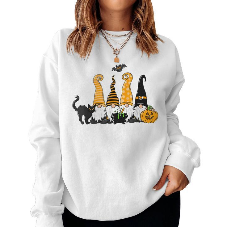 Halloween Gnomes Cute Autumn Pumpkin Fall Holiday Women Girl  Women Crewneck Graphic Sweatshirt