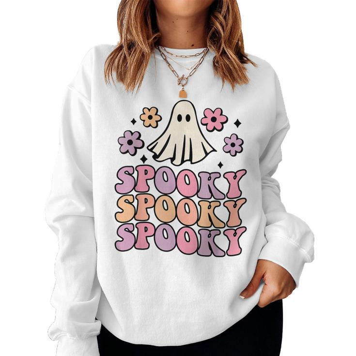 Halloween Retro Groovy Spooky Ghost Boo Funny Women Kids  V2 Women Crewneck Graphic Sweatshirt