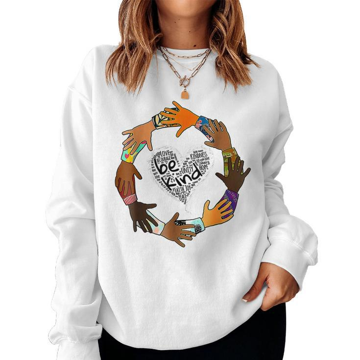 Heart Be Kind Anti Bullying Orange Unity Day 2022  Women Crewneck Graphic Sweatshirt