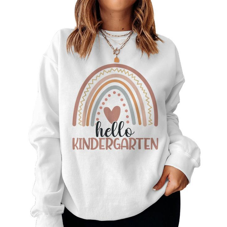Hello Kindergarten Rainbow Back To School Kindergarten Squad  V2 Women Crewneck Graphic Sweatshirt