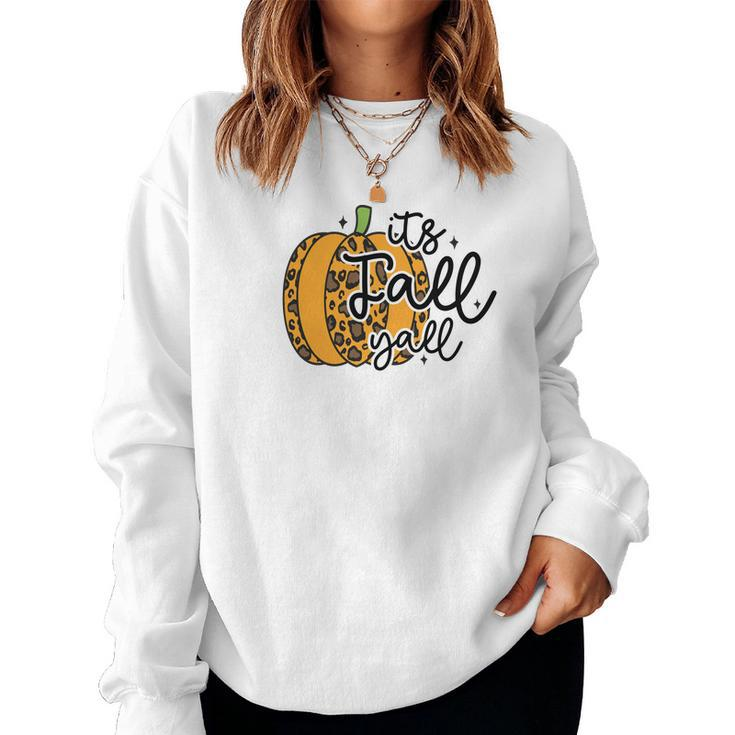 Its Fall Yall Leopard Pumpkin Women Crewneck Graphic Sweatshirt