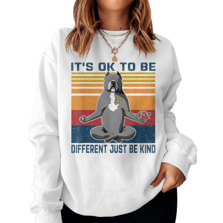 Its Ok To Be Different Just Be Kind Kindness - Pitbull Dog  Women Crewneck Graphic Sweatshirt