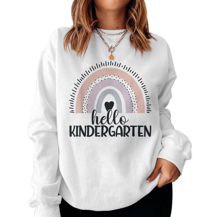 Kindergarten Rainbow Teacher Hello Kinder Rainbow Boys Girls  V2 Women Crewneck Graphic Sweatshirt