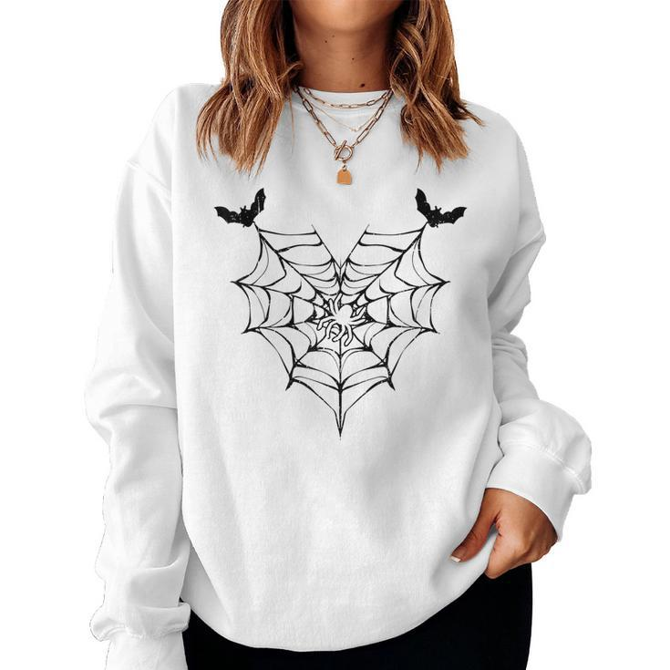 Lazy Spider Web Heart Cute Halloween Costume Women Girls  Women Crewneck Graphic Sweatshirt