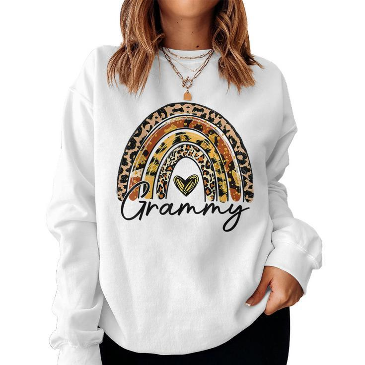Leopard Rainbow Blessed Grammy Funny Grammy Mothers Day  Women Crewneck Graphic Sweatshirt