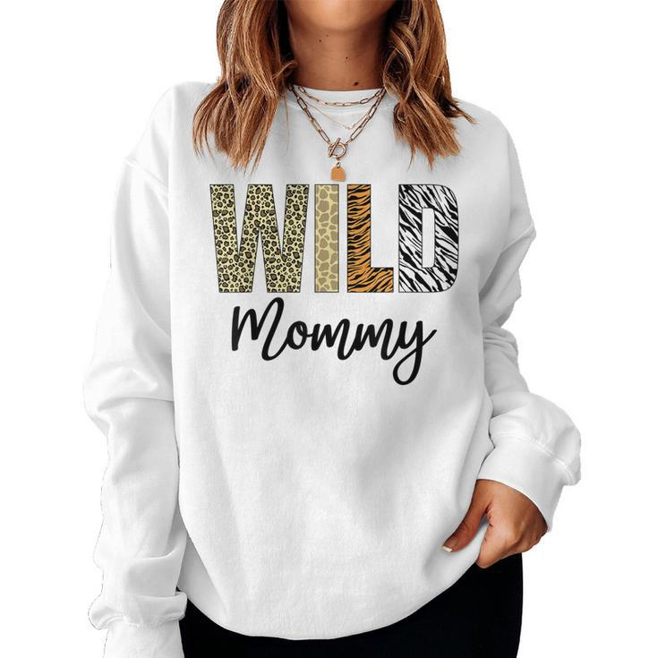 Mommy Of The Wild One Zoo Birthday Safari Jungle Animal  Women Crewneck Graphic Sweatshirt
