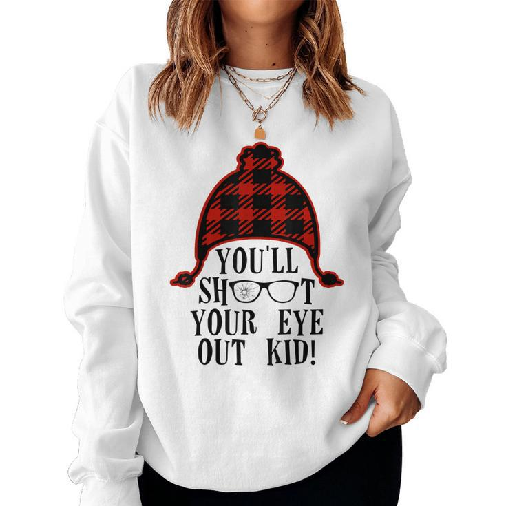 Oh Fudge Youll Shoot Your Eye Out Christmas Santa Claus Hat  Women Crewneck Graphic Sweatshirt