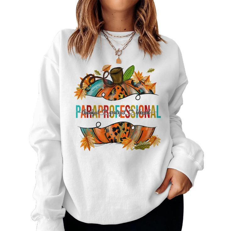 Paraprofessional Happy Fall Y’All Pumpkin Para Teacher Fall  Women Crewneck Graphic Sweatshirt