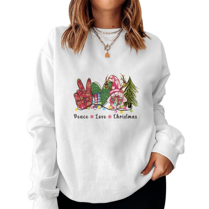 Peace Love Christmas Women Crewneck Graphic Sweatshirt
