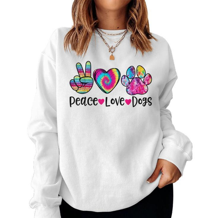 Peace Love Dogs Tie Dye Dog Paw Dog Mom Mothers Day  Women Crewneck Graphic Sweatshirt