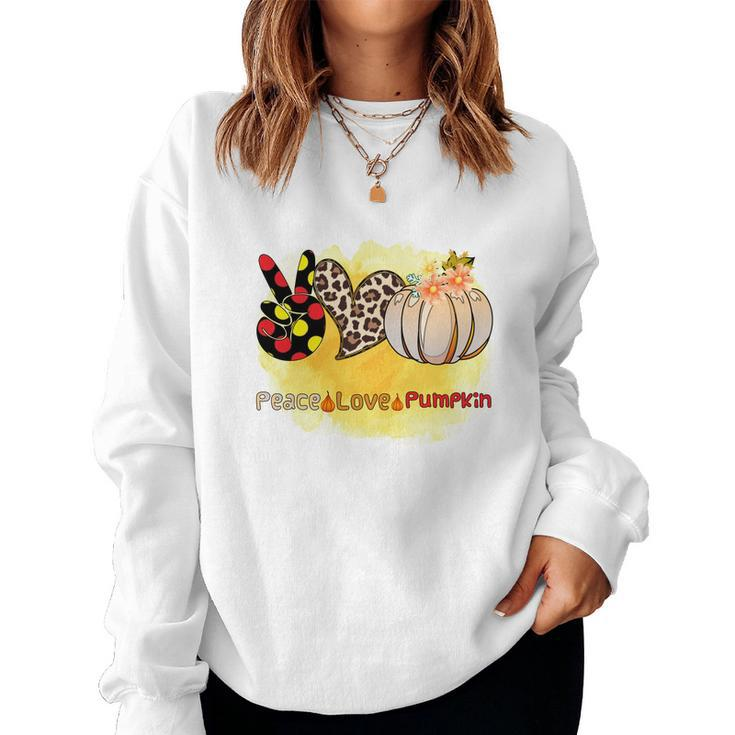 Peace Love Pumpkin Fall Season Gift Idea Women Crewneck Graphic Sweatshirt