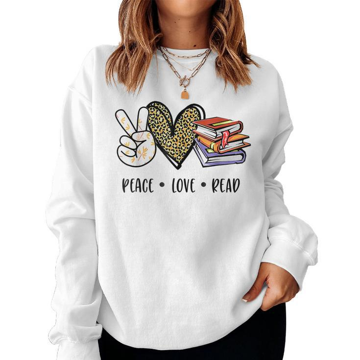 Peace Love Read Books Book Lover N Girls Reading Teacher  Women Crewneck Graphic Sweatshirt