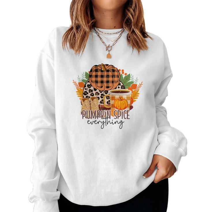 Pumpkin Spice Everything Latte Coffee Fall Women Crewneck Graphic Sweatshirt