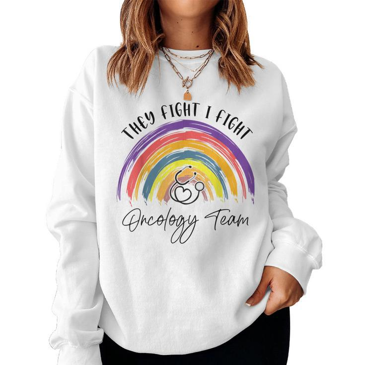 Rainbow Oncology Team Oncologist Oncology Nurse  Women Crewneck Graphic Sweatshirt