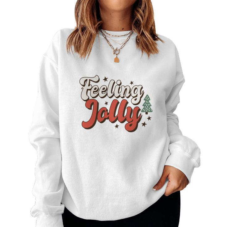 Retro Christmas Feeling Jolly Women Crewneck Graphic Sweatshirt