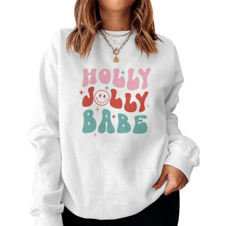 Retro Christmas Holly Jolly Babe V2 Women Crewneck Graphic Sweatshirt