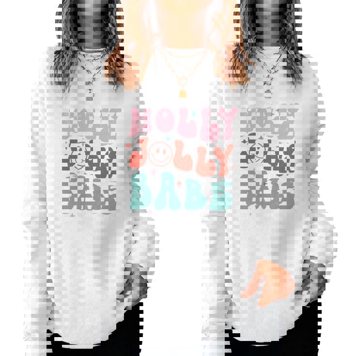Retro Christmas Holly Jolly Babe V2 Women Crewneck Graphic Sweatshirt
