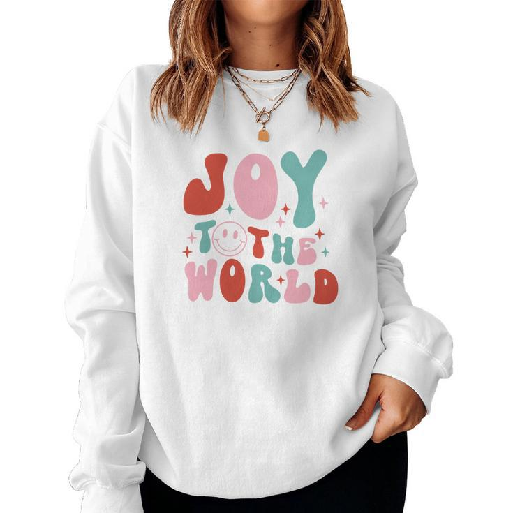 Retro Christmas Joy To The World Vintage Christmas Gifts Women Crewneck Graphic Sweatshirt