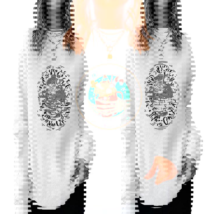 Retro Christmas Skeleton Hot Chocolate To Warn Your Soul Women Crewneck Graphic Sweatshirt