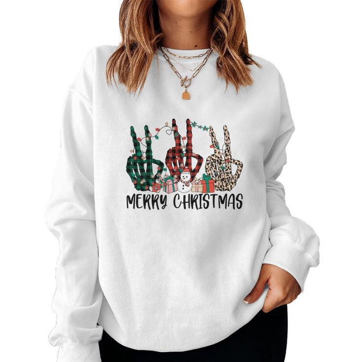 Retro Christmas Skeleton Merry Christmas Women Crewneck Graphic Sweatshirt