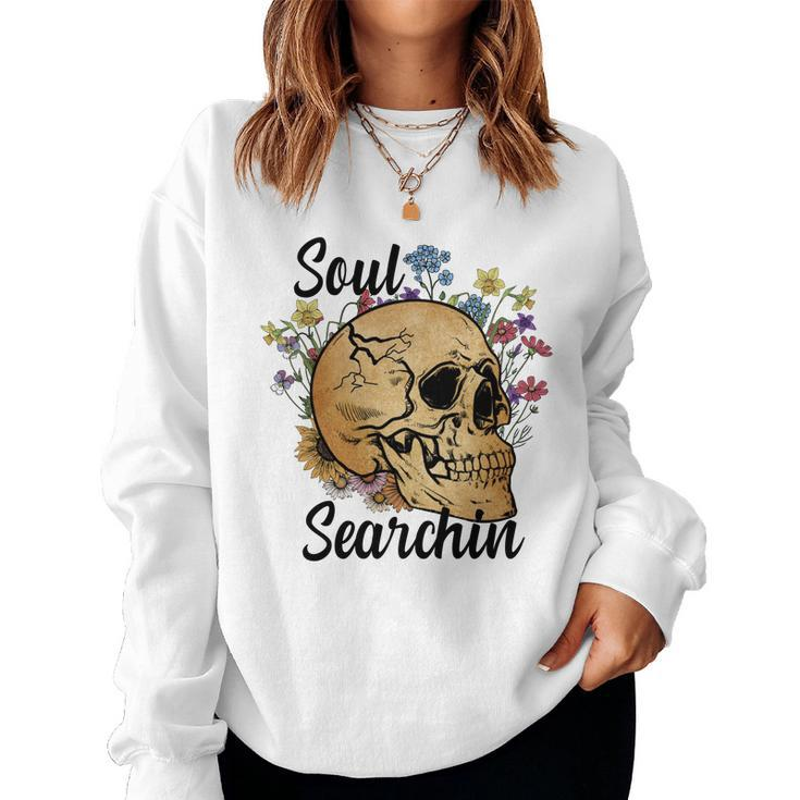 Skeleton And Plants Soul Searchin Custom Women Crewneck Graphic Sweatshirt