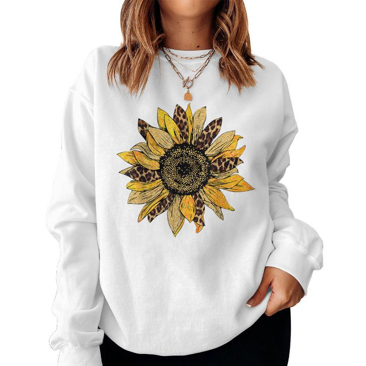 Sunflower  For Women Cute Graphic  Cheetah Print  Women Crewneck Graphic Sweatshirt