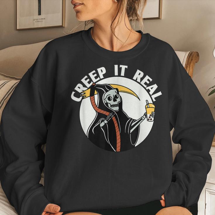 Creep It Real - Funny - Halloween  Women Crewneck Graphic Sweatshirt