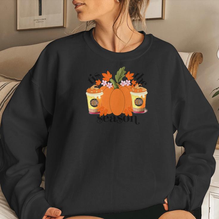 Funny Tis The Season Fall Weather Cozy Women Crewneck Graphic Sweatshirt