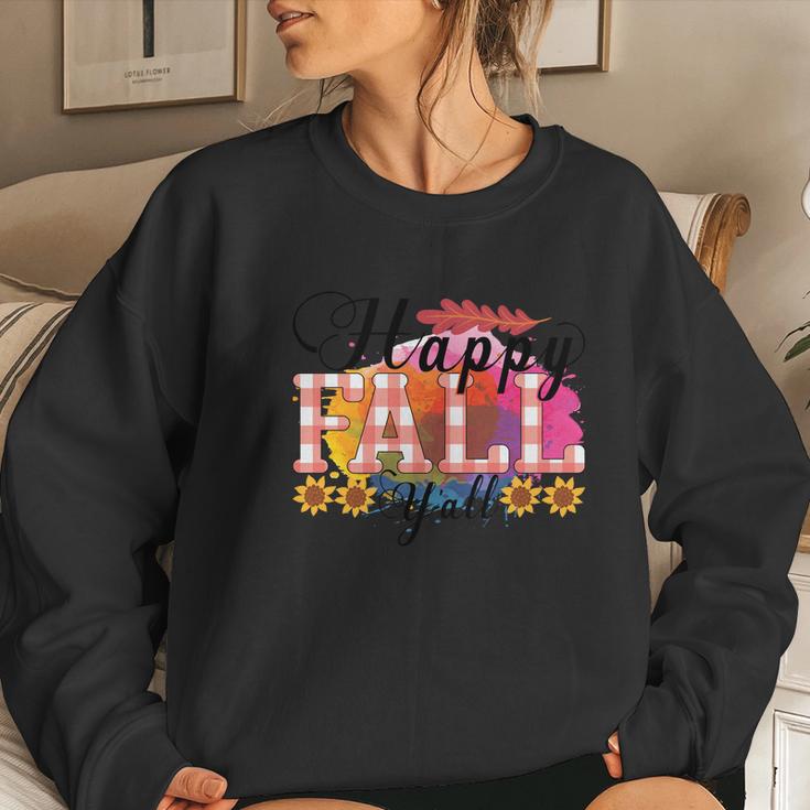 Happy Fall Yall Sunflowers Women Crewneck Graphic Sweatshirt