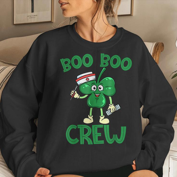 Boo Boo Crew Nurse St Patricks Day Lucky Shamrock Nurse Women Crewneck Graphic Sweatshirt Gifts for Her
