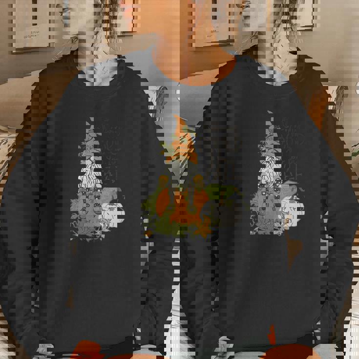 Fall Gnomes Oh My Gourd I Love Fall Women Crewneck Graphic Sweatshirt Gifts for Her