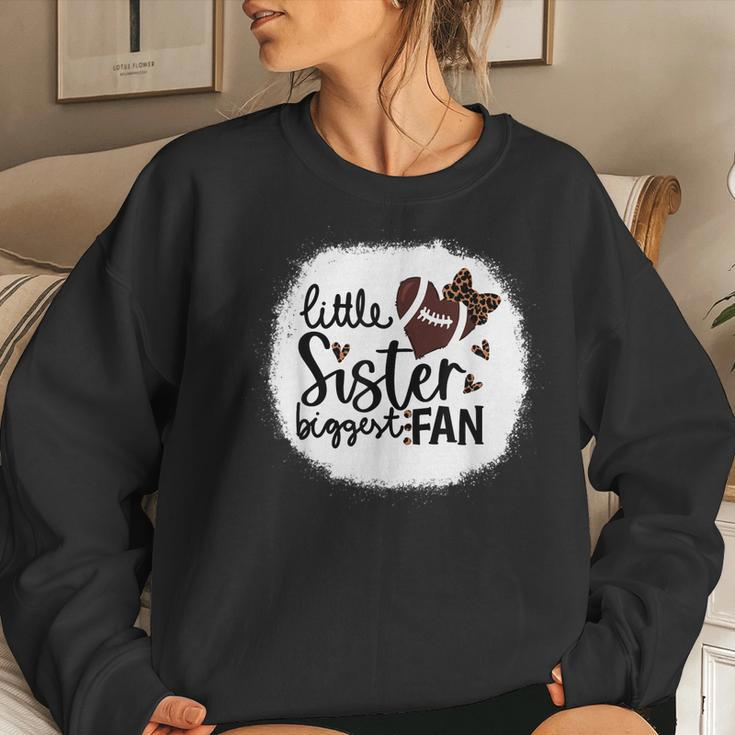 Football Little Sister Biggest Fan Football Sister  Women Crewneck Graphic Sweatshirt Gifts for Her