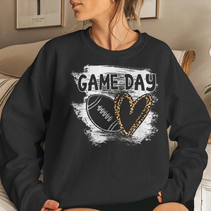 Game Day Football Player Mom Leopard Cheetah Football Fan Women Crewneck Graphic Sweatshirt Gifts for Her