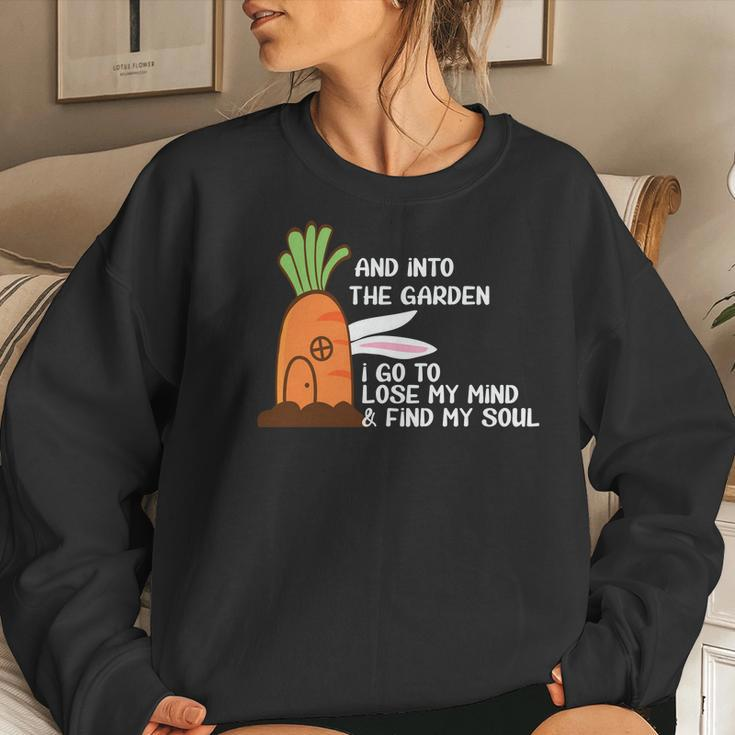 Gardening Carrot And Into The Garden I Go To Lose My Mind _ Find My Soul Women Crewneck Graphic Sweatshirt Gifts for Her