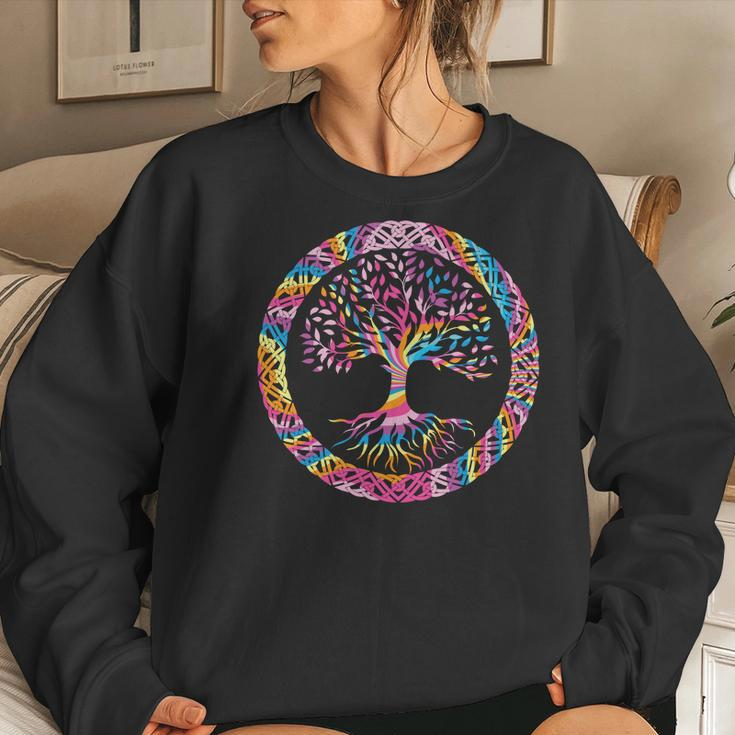 Hippie Colorful Tree Circle Official Custom Women Crewneck Graphic Sweatshirt Gifts for Her