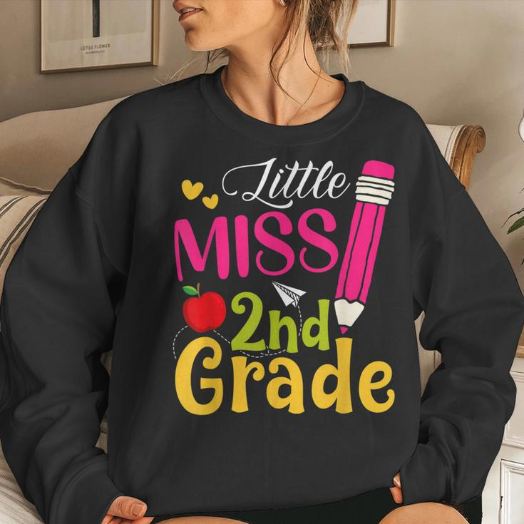 Little Miss 2Nd Grade Cute Back To School Hello Second Grade Women Crewneck Graphic Sweatshirt Gifts for Her